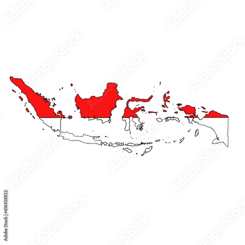 Indonesian map red and white