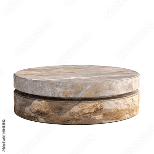 Natural stone product presentation podium, pedestal isolated on transparent background