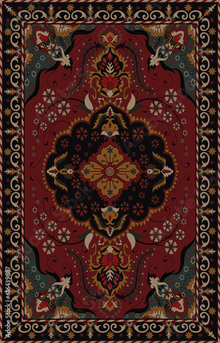 Persian rug traditional design, tribal vector texture. Easy to edit and change colors. carpet