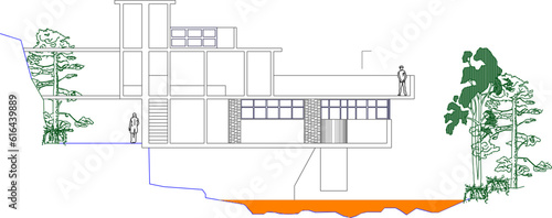 ector sketch of a modern minimalist home architectural design illustration by a famous architect