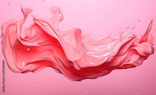 Abstract 3D pink paint splash against pastel pink background. Generative AI. © Curioso.Photography