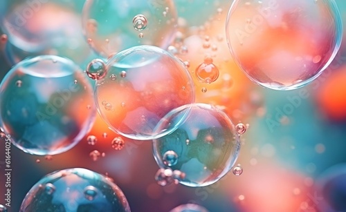 Abstract background with soap bubbles. Generative AI.