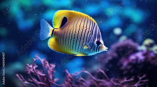 The Elegance of Coral Reef Fish "Chaetodon auriga".