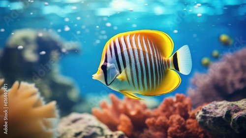 The Elegance of Coral Reef Fish "Chaetodon auriga".
