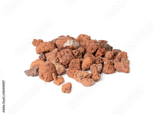 Volcano Stone Isolated, Red Volcanic Pumice, a Cold Piece of Lava, Basalt Extrusive Igneous Rock