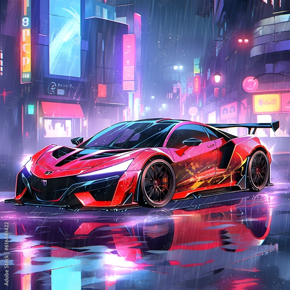 A Supercar In The City At Night