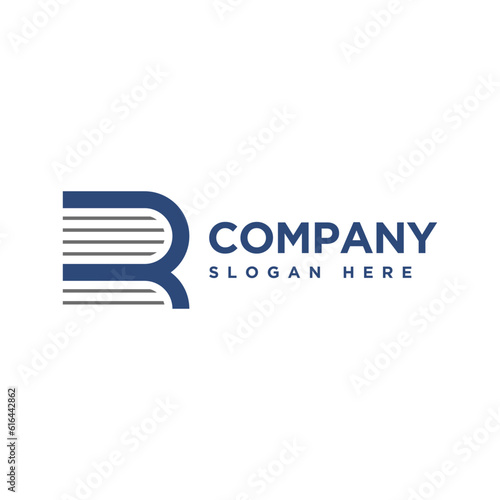 letter R and book logo icon and vector