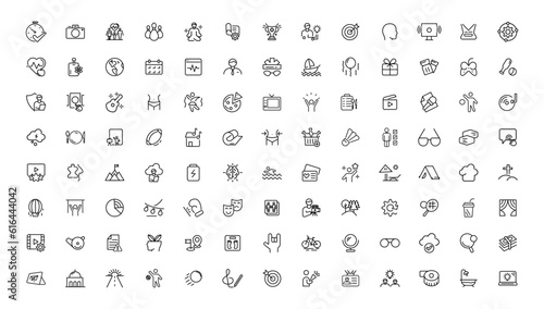 Hobby and recreation linear icons collection.Set of thin line web icon set  simple outline icons collection  Pixel Perfect icons  Simple vector illustration