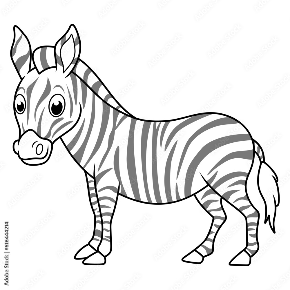 Cute baby zebra line art