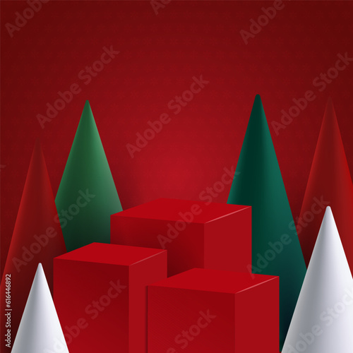 red christmas 3d podium display
