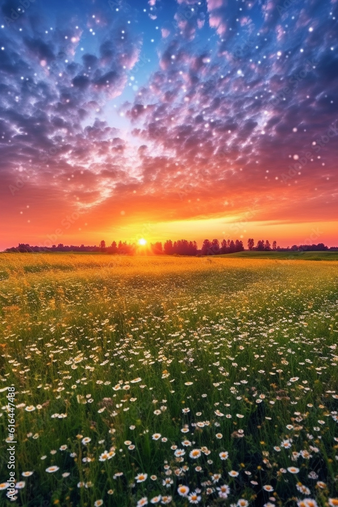 Naklejka premium sunset over lake