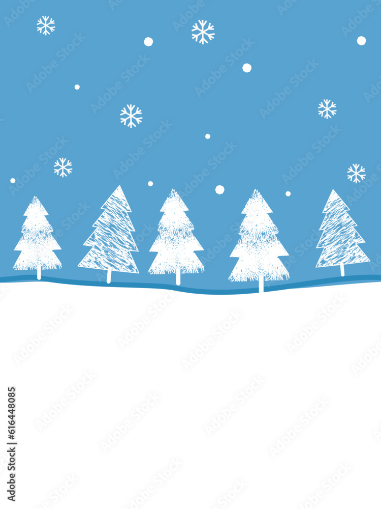 Christmas background with trees and snowflakes