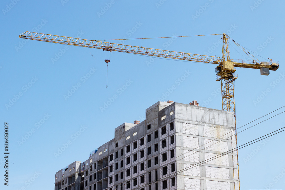 building construction and crane, copy space
