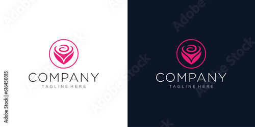 Rose Vector logo in circle shows an abstract image of a rose or a flower