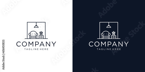 Minimalist interior space, gallery furniture logo design