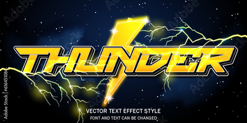 thunder flash yellow lightning bolt typography editable text effect font style template background design