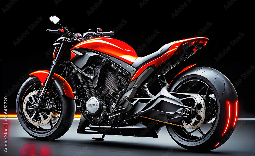 Motorcycle futuristic sci-fi design, fantastic motorbike modern project. Generative Ai. Motorcycle futuristic sci-fi design, fantastic motorbike modern project. Generative Ai.