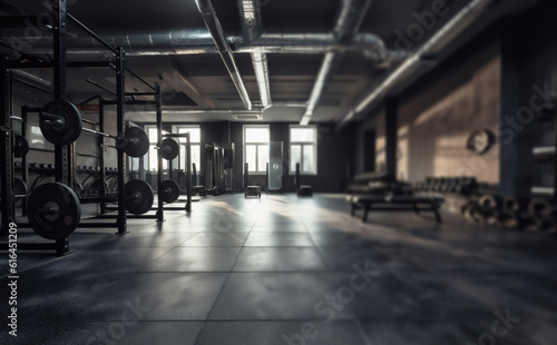 modern gym with equipment - blur effect