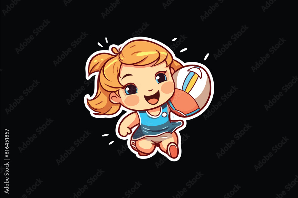 baby girl playing football vector logo design template baby girl playing football vector logo design template