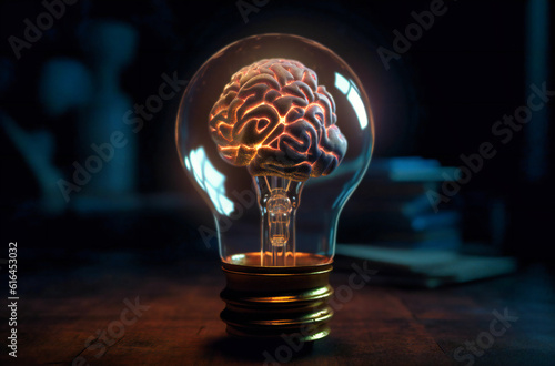 kozokeili brain in light bulb in dark background