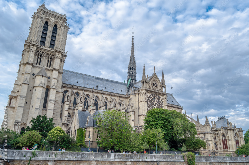 Facade of Notre-Dame de Paris Cathedral