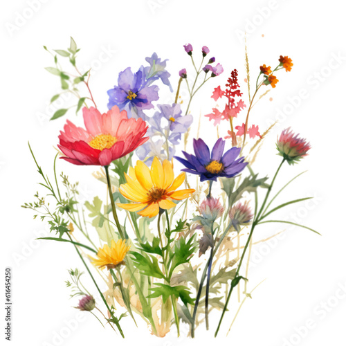 Wildflower Watercolor Clip Art, Watercolor Illustration, Flowers Sublimation Design, Flower Clip Art © TasaDigital