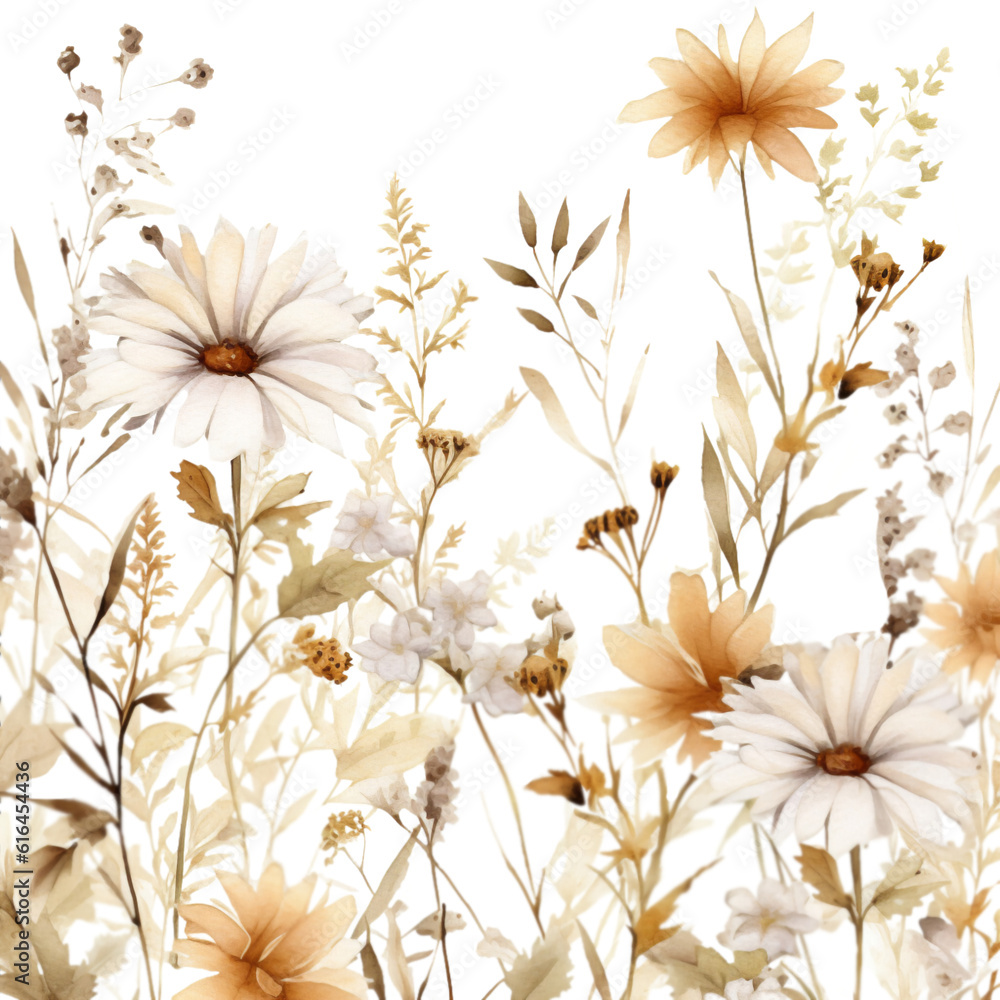 Brown Wildflower Watercolor Clip Art, Watercolor Illustration, Flowers