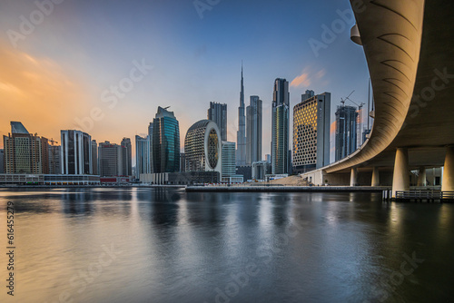 Canvastavla Dubai City skyline at sunset