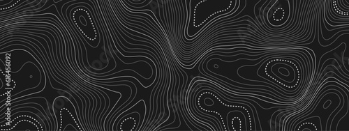 Black and white wavy paper curve relief abstract topographic map background. Geographic mountain relief. Topographic map lines, contour background. Abstract wave lines background.