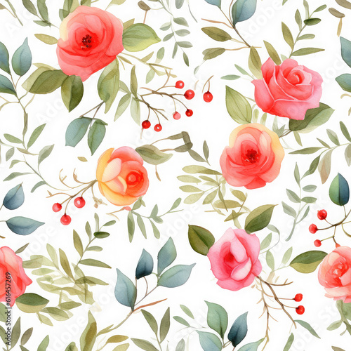 Vibrant Rose Watercolor Seamless Patterns  Floral Sublimation for Tumblers  Scrapbooks  and Wallpaper Generative AI 001