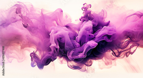 purple smoke floating and a white background