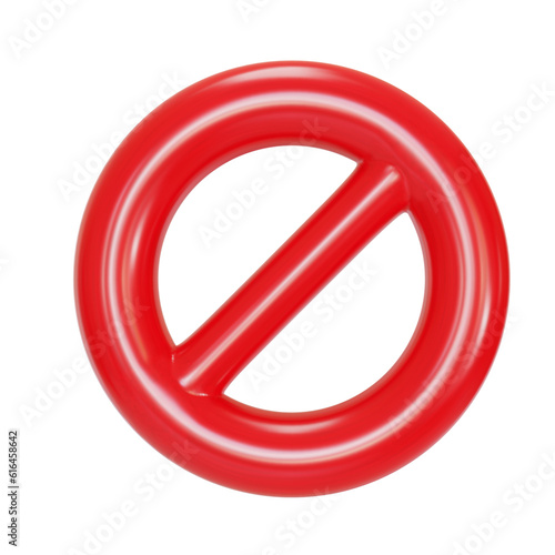 3d prohibition red sign. Cartoon design element or icon. Vector illustration on isolated background.
