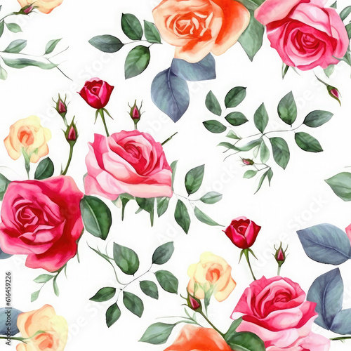 Vibrant Rose Watercolor Seamless Patterns  Floral Sublimation for Tumblers  Scrapbooks  and Wallpaper Generative AI 016