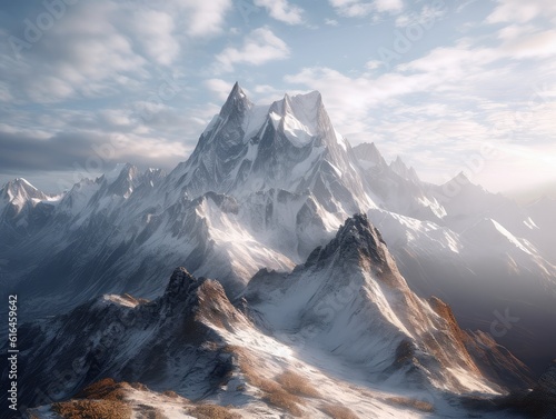 high snow mountain in the distance