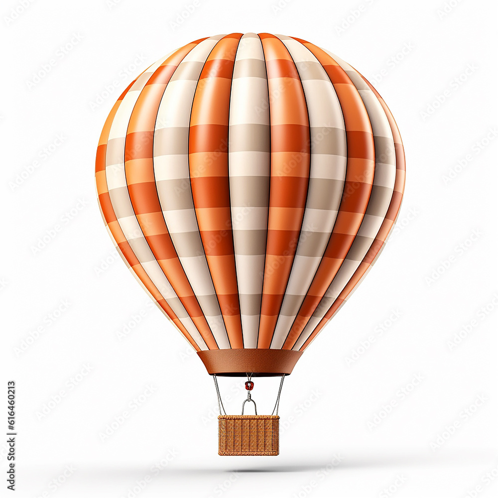 Fototapeta premium Illustration of hot air balloon isolated on white background. The passenger basket at the bottom and the envelope part are colorfully and attractively designed.
