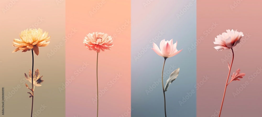close up dreamy one flower with gradient pastel background, flora vertical wallpaper collection set, Generative Ai close up dreamy one flower with gradient pastel background, flora vertical wallpaper collection set, Generative Ai
