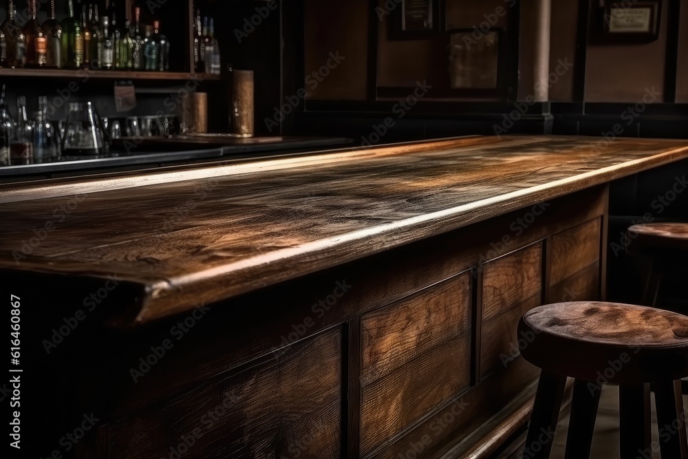 Solid wood bar tables and chairs in the bar