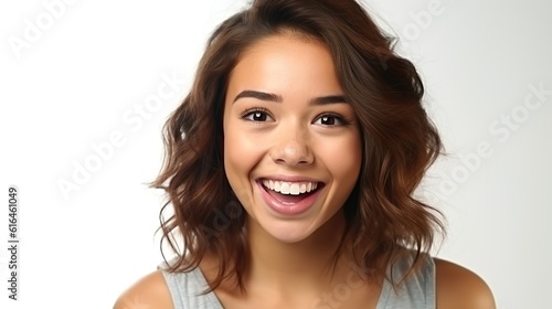 caucasian teenager with beautiful smile