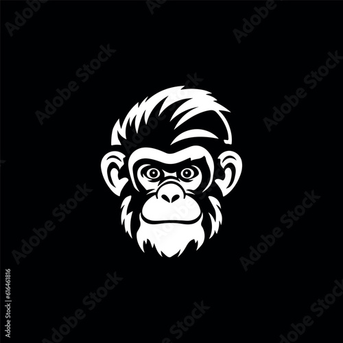 Monkey face on a black background - Vector illustration - Monkey logo