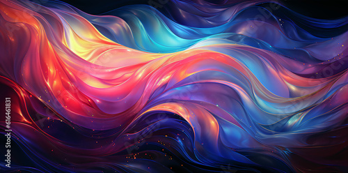 Abstract lines various colorful Background , irridescent, dark pink and azure, metallic finishes, flat chromatic fields, velvety brushwork, rainbowcore photo