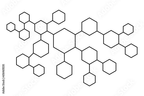 Hexagon Abstract Vector with Transparent Background Geometric Line Shape. Beehive Honeycomb Chemical Bonding Chemistry Medical Scientific Technology Technical Medical Futuristic Business Connection