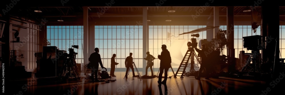 Naklejka premium Film crew silhouette