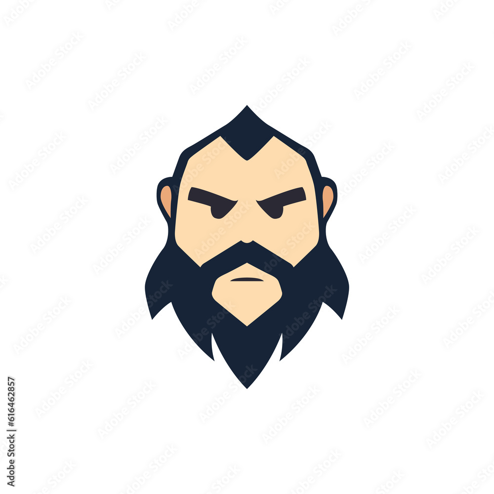 simple bearded man gaming sport logo vector illustration template design