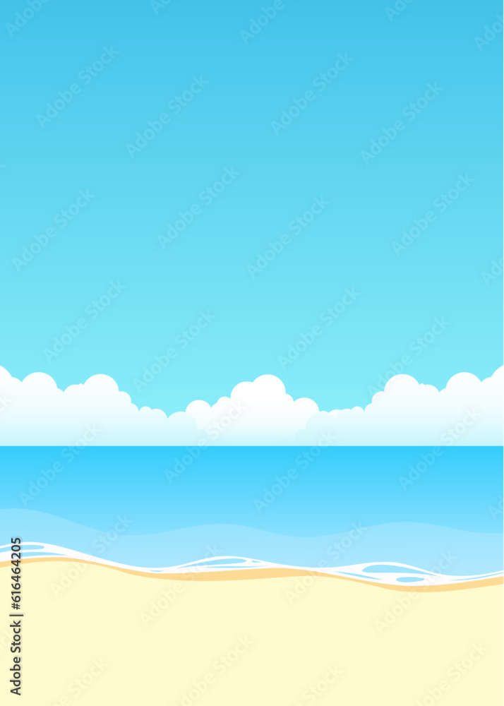 vector illustration of a beach with white sand and blue sky