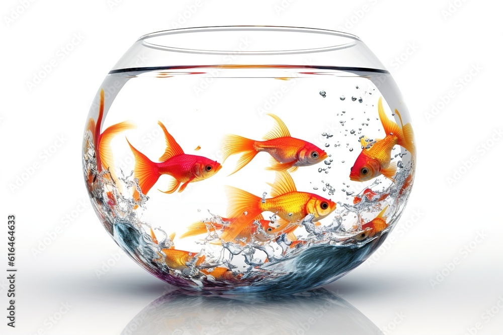 fishbowl isolated on white background. Generated by AI fishbowl isolated on white background. Generated by AI