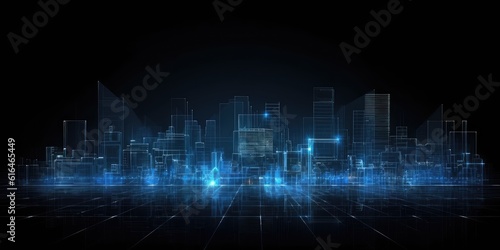 blue big data city science and technology background