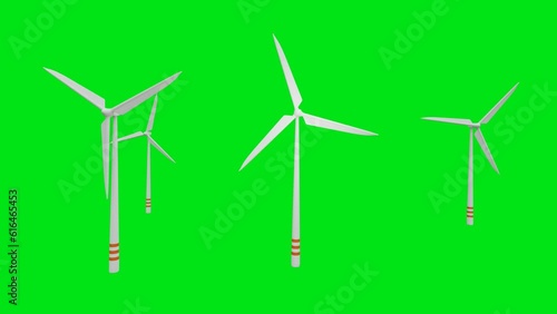 windmill or wind turebine electrical generator on green screen background photo