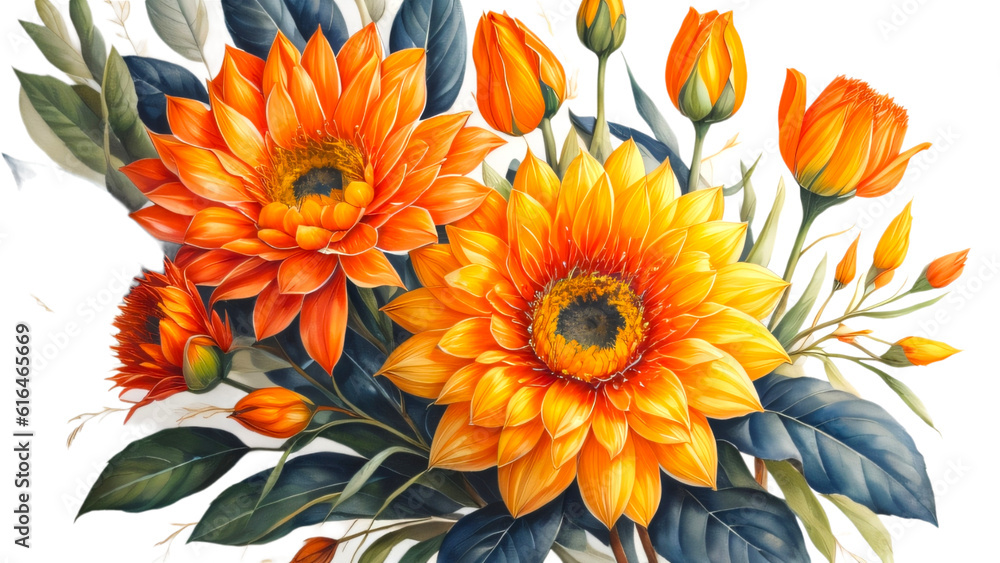 Watercolor bouquet of flowers isolated on transparent background. Best details, can use for card invitation, banner, poster, presentation, printing and more Watercolor bouquet of flowers isolated on transparent background. Best details, can use for card invitation, banner, poster, presentation, printing and more