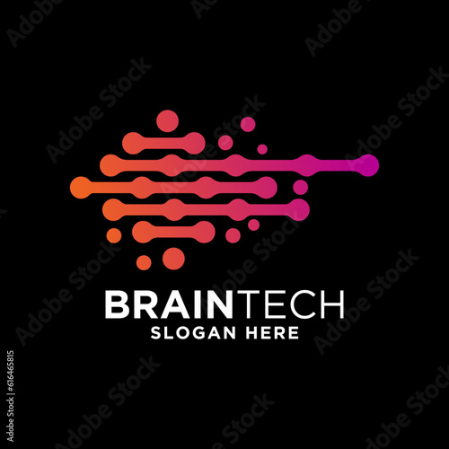 smart brain technology set digital logo idea Icon vector Template