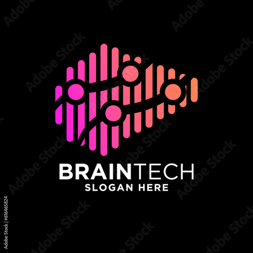 smart brain technology set digital logo idea Icon vector Template